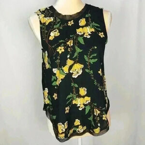 Who What Wear Yellow Floral Blouse Sz XS